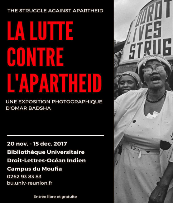 Affiche de l'exposition photo d'Omar Badsha, la lutte contre l'apartheid